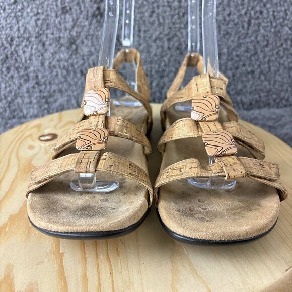 Vionic Amber Adjustable Sandal Womens 8 Gold Cork Flats Orthotic Arch Support - Picture 3 of 11